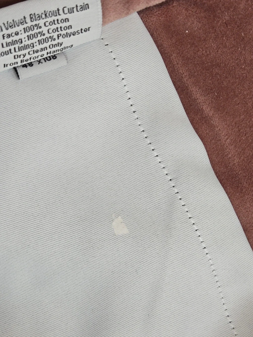 NWT QUINCE 1 48x108 Cotton Velvet True Blackout Curtain Mauve 9337